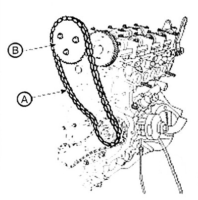 24. Remove the timing chain (A) «B»…