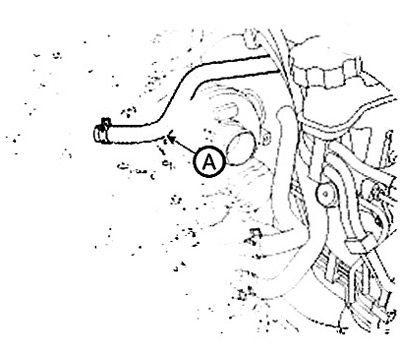 24. Connect the vacuum hose (A).