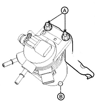 7. Remove the water sensor (B).