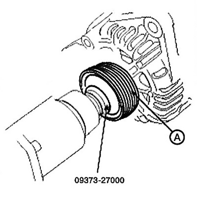 3. Remove the pulley (A) using a…