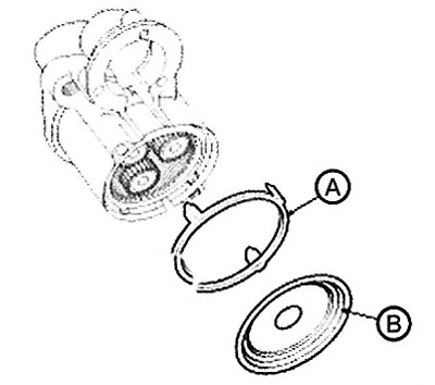 5. Remove the seal (A) and cover (B).