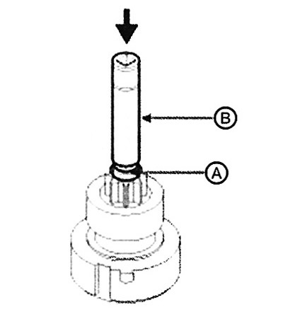 9. Press the retaining ring (A) using…