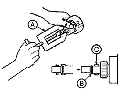 Note: Using a suitable puller (A),…