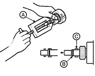 Note: Using a suitable puller (A),…
