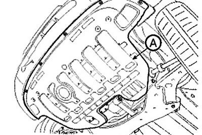 2. Remove the engine protection (A).