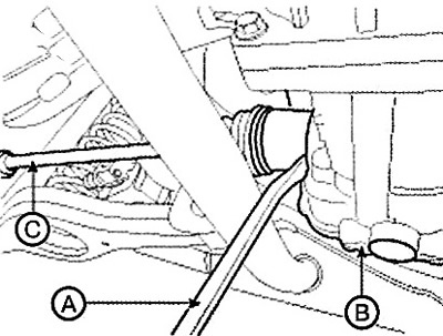 13. Remove the drive shaft (B) from the…