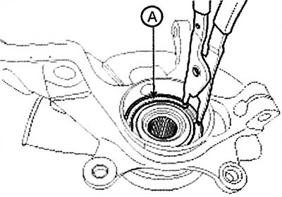 4. Install the retaining ring (A).