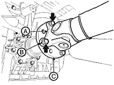Note: Tightening torque: 49.0 - 68.6 Nm.