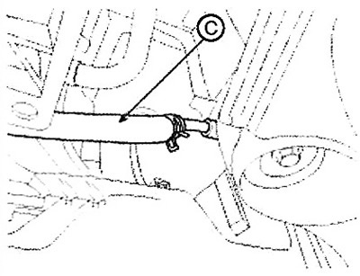 2. Disconnect the pressure hose (A),…