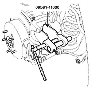2. Для установки суппорта в сборе пользуйтесь специальным инструментом (09581-11000).