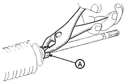 4. Remove the boot clamp (A).