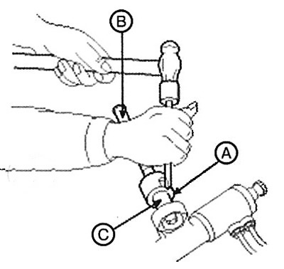 8. Press back the tab of the lock…