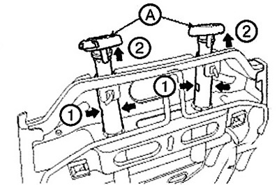 6. Remove the headrest guides (A) by…