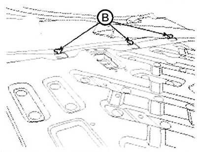 8. Detach the hook (B).