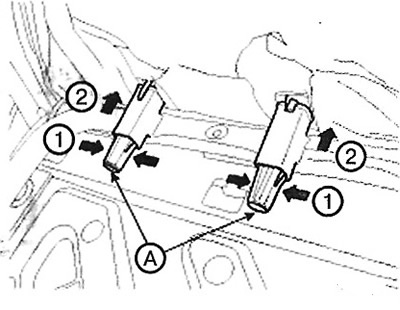 6. Remove the headrest guides (A) by…