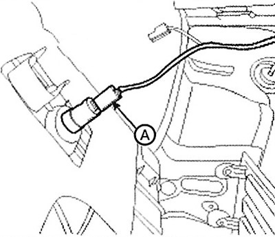 9. Disconnect the connector (A).