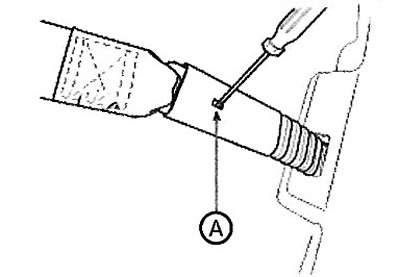2. Press the locking pin (A) and remove…