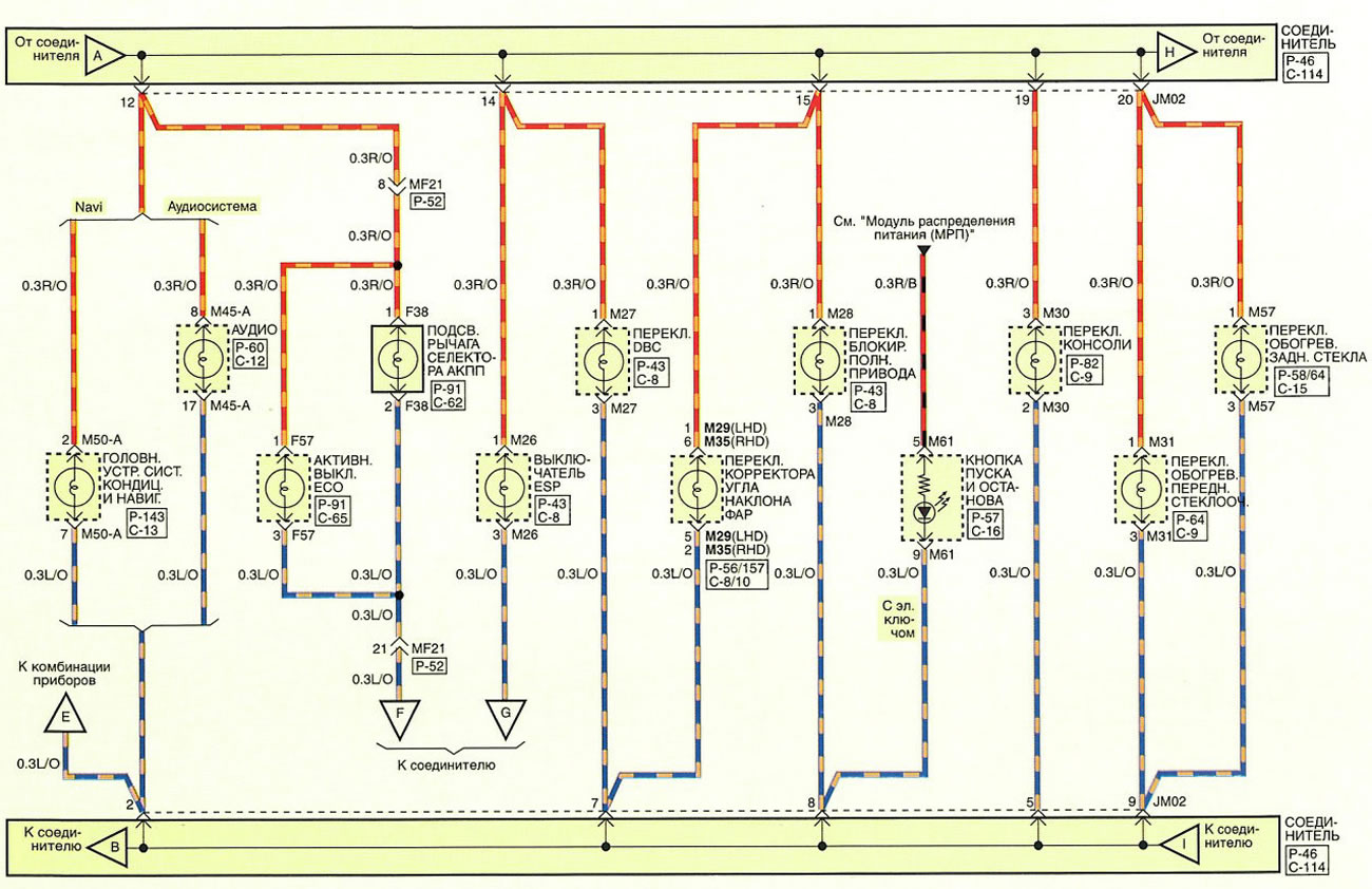 Электросхема подсветки салона (Хендай Туссан 2 2009-2015 ...